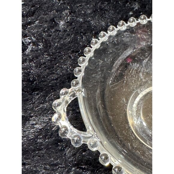 Vintage Imperial Clear Glass Candlewick Bowl With Beaded Edge & Dual Handles - Picture 5 of 7